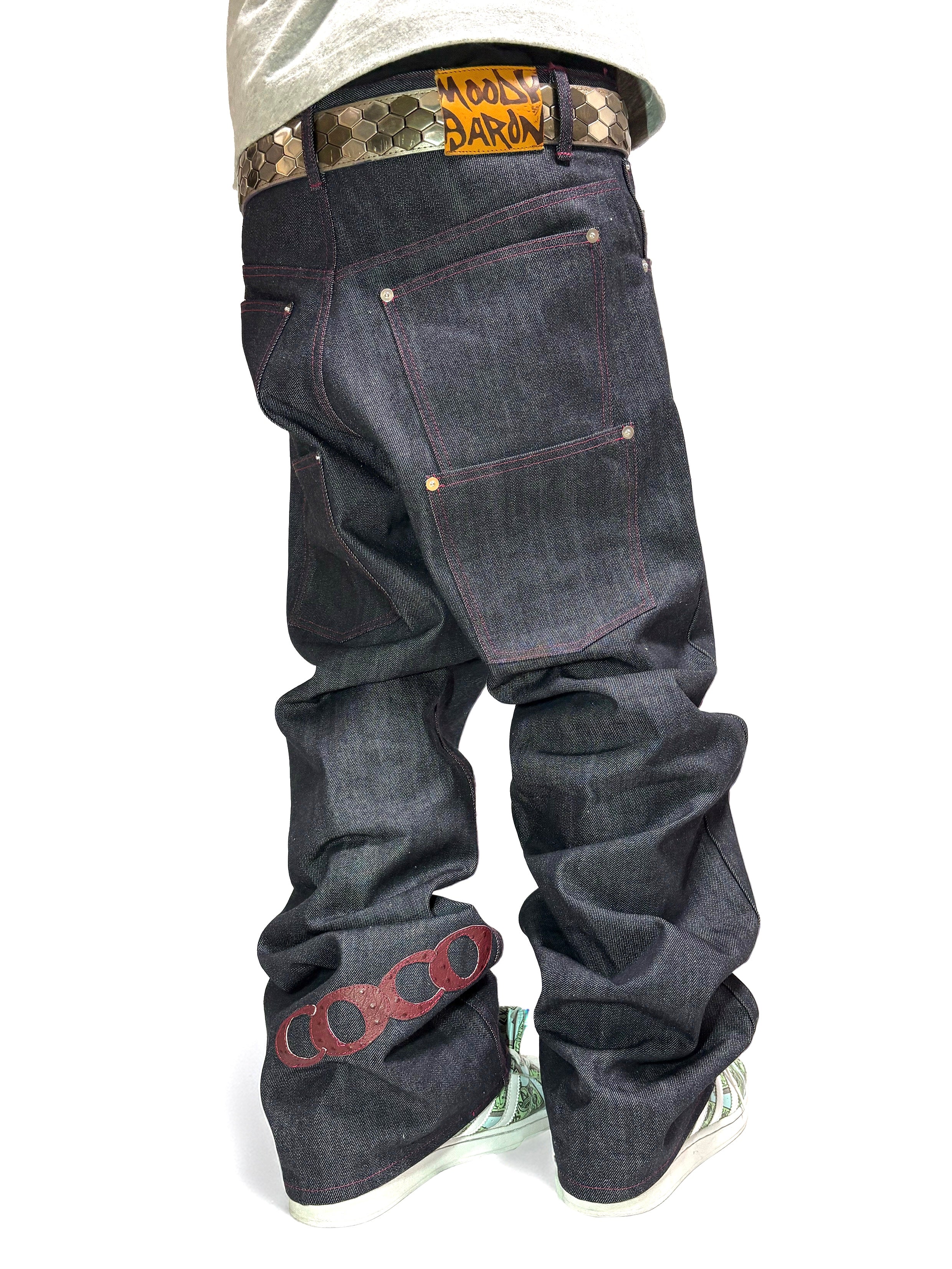 Red stich coco denim